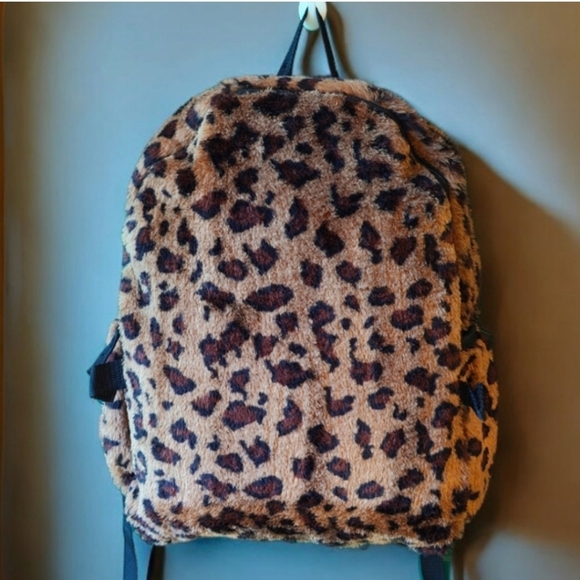 WONDER NATION Faux Fur Animal Print Large Backpack - Picture 2 of 7